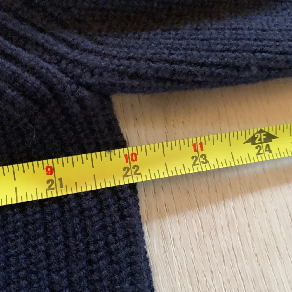 Vineyard Vines Mens L Navy Blue 100% Merino Wool Full Zip Ribbed Knit Sweater